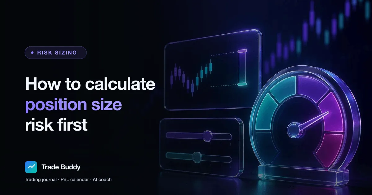 Logging a trade with entry, stop loss and position size in the Trade Buddy trading journal